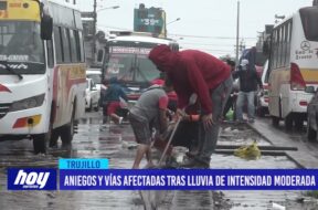 Aniegos y vías afectadas tras lluvia de intensidad moderada