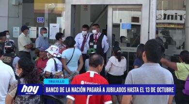 Banco de la Nación pagará a jubilados hasta el 13 de octubre