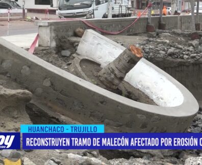 Huanchaco: Reconstruyen tramo de malecón afectado por erosión costera