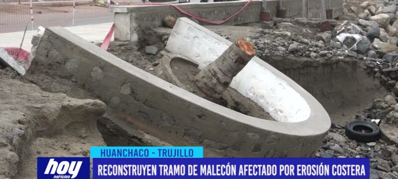 Huanchaco: Reconstruyen tramo de malecón afectado por erosión costera