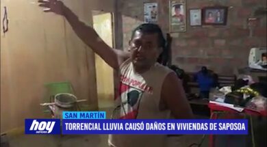 San Martín: Torrencial lluvia causó daños en viviendas de Saposoa