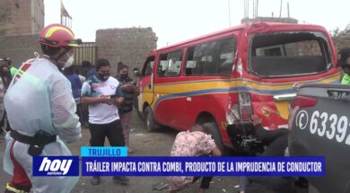 Tráiler impacta contra combi, producto de la imprudencia de conductor