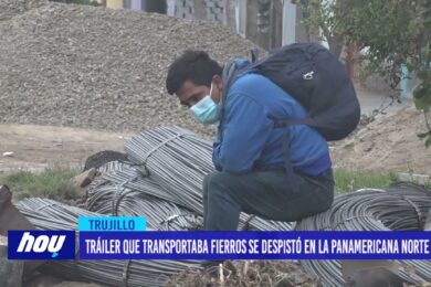 Tráiler que transportaba fierros se despistó en la Panamericana Norte